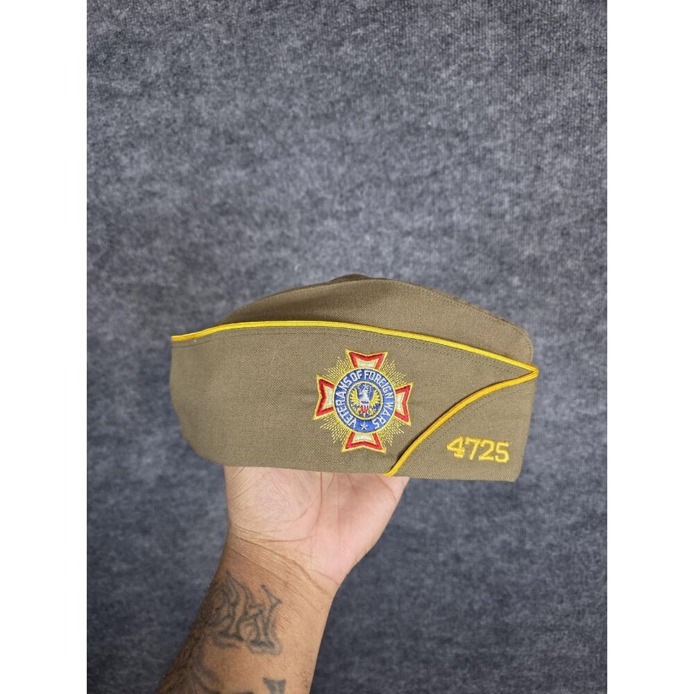 VFW Veterans of Foreign Wars Hat Garrison Fitted Mens 6 7/8 Olive Montana 4725